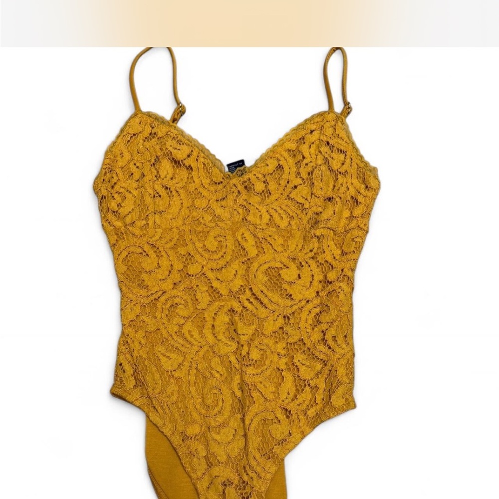 Forever 21 Yellow Lace Bodysuit